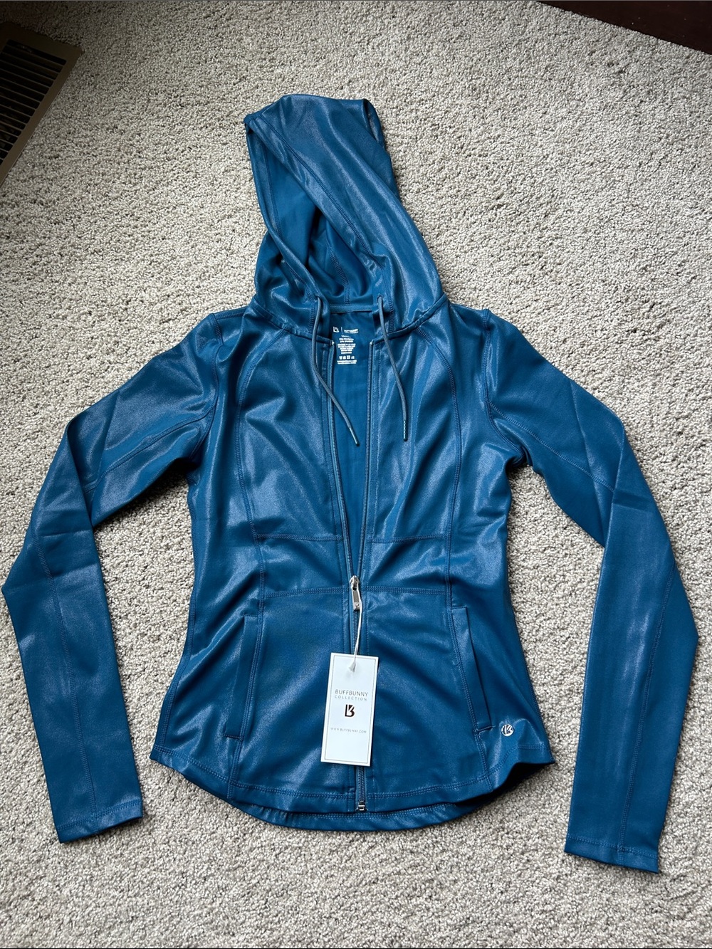 BuffBunny Teal Blue Hooded Zip up Jacket
